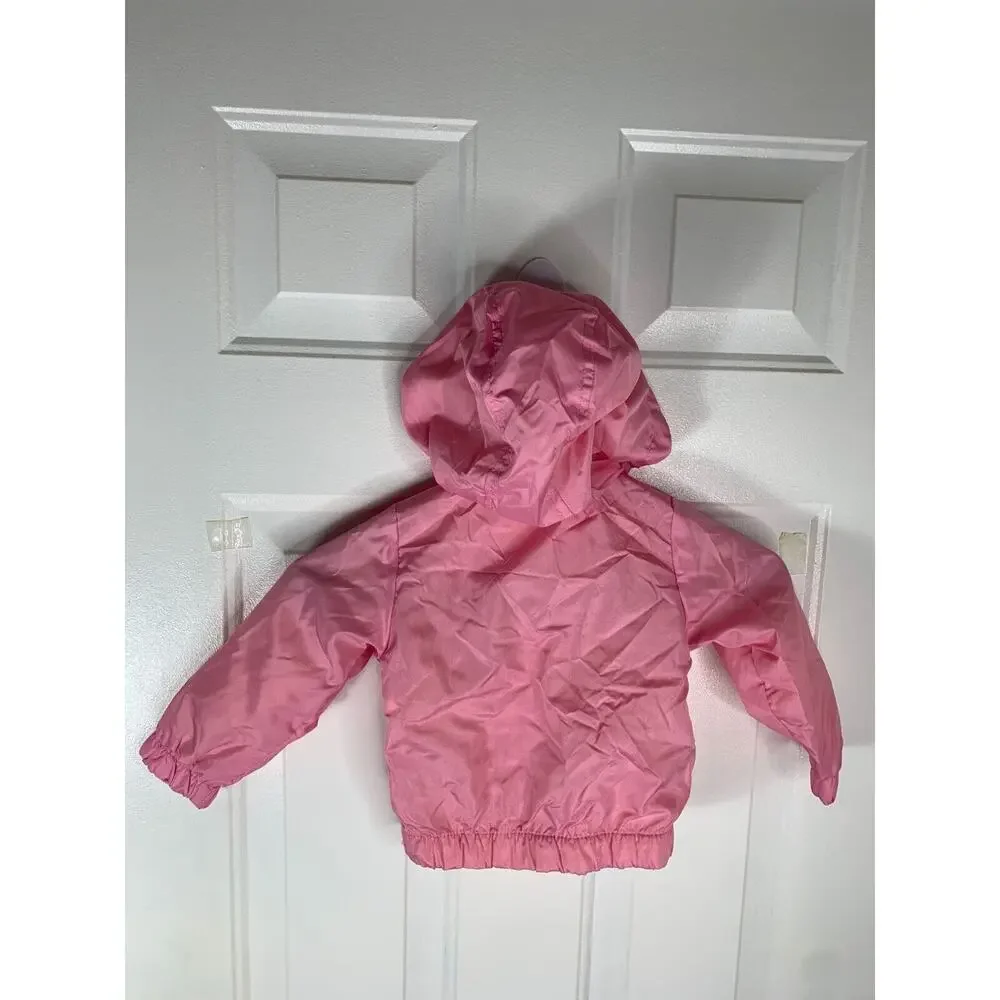 Pink Platinum Toddler Girls Hooded Windbreaker Jacket 24M With Rainbow Stripes
